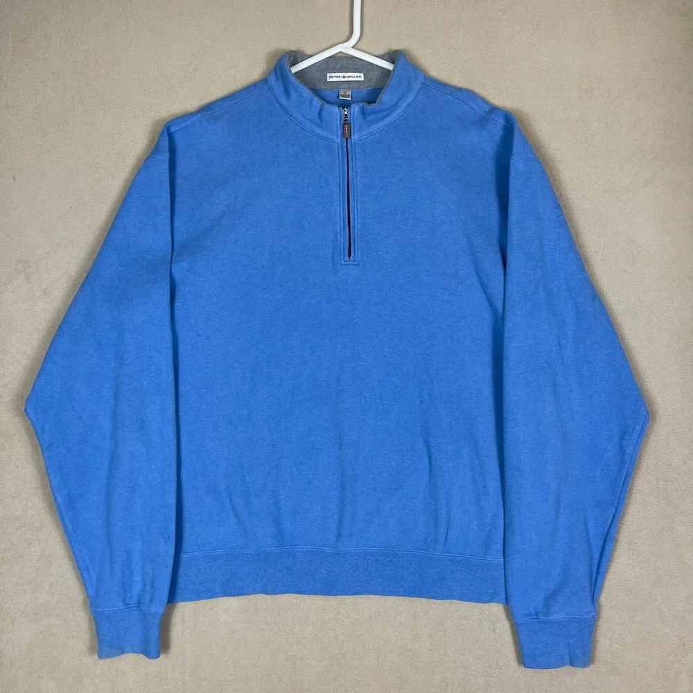 Peter Millar Pullover Mens XL MF12K36 Blue Quarter Zip Cotton EUC